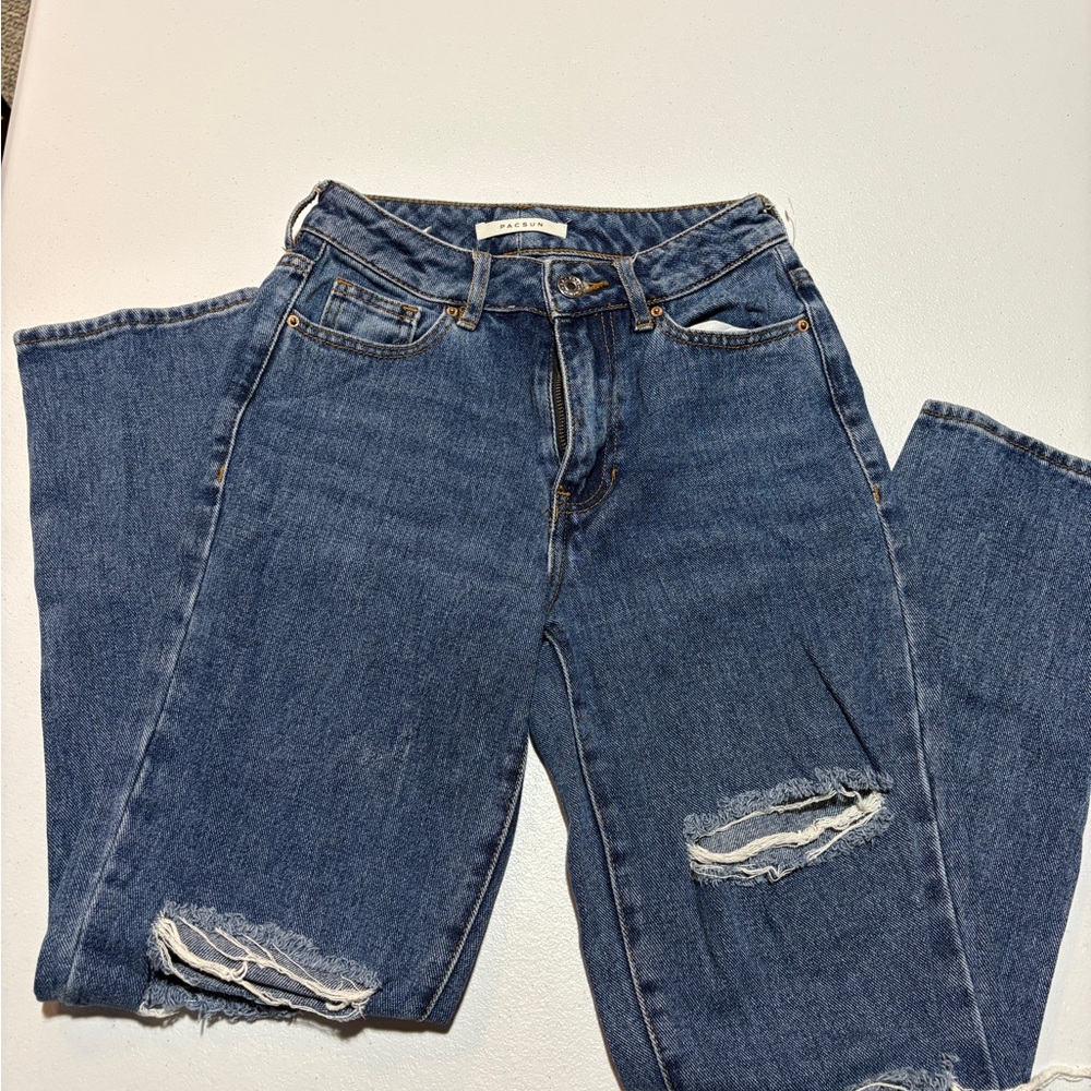 PacSun Dark Blue Distressed Mom Jeans SIZE 22